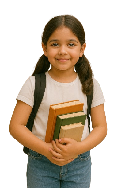 Happy student with books